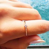 Tria Altın Yüzük - 14 Ayar Altın 0.30 Karat Tria Zirkon Taşlı Evlilik Teklifi Yüzüğü