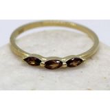 Tria Altın Yüzük - 14 Ayar Altın Tria Mekik Smoky Quartz Taşlı Minimal Kadın Yüzük - Eşe Hediyelik