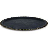 Tria Deri Tepsi - El Yapımı Yuvarlak 1 Adet 38 cm Lacivert LTY38