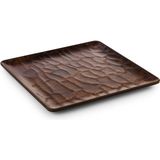 Tria Hibrit Ahşap Rölyefli Kare Servis Tabak 6 Adet 26X26 cm Kestane Desenli - 26 x 26 cm