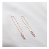 Tria Model Zirkon Taşlı Rose Gold Kaplama Gümüş Zincir Küpe