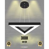 Trian (Siyah Kasa, Sarı Işık) Ledli Modern Sarkıt Linear LED Avize Salon Mutfak Oturma Odası Yatak Odası Antre Hol LED