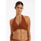 Triangle Twist Toparlayıcı Bikini Üstü - Kiremit - 40