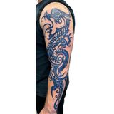 Tribal Dragon 3 Hafta Kalıcı Tam Kol Kaplama Yapıştırma Geçici Dövme 47 CM