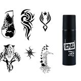 Tribal Felsefik Spray Tattoo Geçici Dövme Seti Dark Siyah Sprey