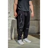 Tribal Vortex - Erkek Siyah Eşofman Altı Lastikli Paça Rahat Kesim Cepli Jogger (XL)