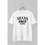 Trick or Treat Miami Florida Baskılı Bisiklet Yaka Erkek Tişört - XL - Beyaz