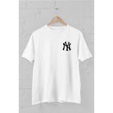 Trick or Treat New York Yankees Arma Baskılı Bisiklet Yaka Erkek Tişört - Beyaz