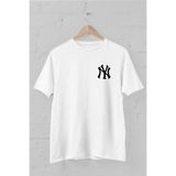 Trick or Treat New York Yankees Arma Baskılı Bisiklet Yaka Erkek Tişört - XL - Beyaz