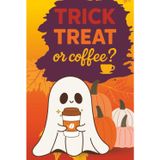 Trick Treat or Coffee? Cute Ghost Halloween Notebook | 6x9 Fall Hardcover Journal with Pumpkins, Autumn Leaves & Coffee Lover Theme | Cozy Seasonal Gift for Coffee Drinkers