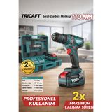 Tricraft 21V 4.0 Ah Profesyonel Şarjlı Darbeli Matkap - 110 Nm Tork - Çift Bataryalı Set