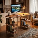 Tridihome Atlantik Çam Çalışma Masası Raflı Modern Tasarım Kolay Kurulum Dayanıklı Kullanışlı - 60x120 - Beyaz - Atlantik Çam