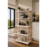 tridihome Çok Amaçlı Coffee Station Mutfak Rafı Düzenleyici Ofis Standı Naturel Mdf Kahve Köşesi - Beyaz