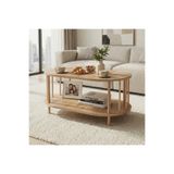 tridihome İskandinav Tarzı Atlantik çam Alt Raflı Oval Orta Sehpa Dekoratif Salon Masası