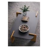 tridihome Modern MDF Antrasit Dikdörtgen Sehpa Meşe Desenli Ayaklı Estetik Salon Orta Sehpa