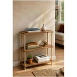 Tridihome Modern Minimalist 3 Raflı Kitaplık Ahşap Ayaklı Çok Amaçlı Dekoratif Salon Ofis Düzenleyici Raf Atlantik Çam Rengi