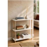 Tridihome Modern Minimalist 3 Raflı Kitaplık Ahşap Ayaklı Çok Amaçlı Dekoratif Salon Ofis Düzenleyici Raf Beyaz