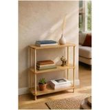 Tridihome Modern Minimalist 3 Raflı Kitaplık Ahşap Ayaklı Çok Amaçlı Dekoratif Salon Ofis Düzenleyici Raf Safir Meşe&Bal Meşe Rengi