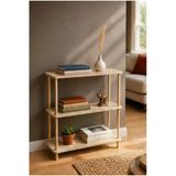 Tridihome Modern Minimalist 3 Raflı Kitaplık Ahşap Ayaklı Çok Amaçlı Dekoratif Salon Ofis Düzenleyici Raf Traverter Mermer Rengi