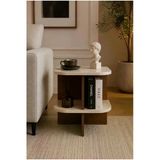 Tridihome Modern Yan Sehpa Raflı Komodin C Sehpa Dekoratif Salon Sehpası Ceviz&Traverten