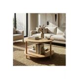 tridihome Safir meşe Modern Kolay Kurulum İki Katlı Yuvarlak Orta Sehpa Raflı Kullanışlı