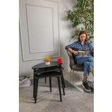 Trihome Doğal Ahşap Zigon Sehpa 3'lü Set, Modern Masif Yan Sehpa Yeni Nesil Dekor
