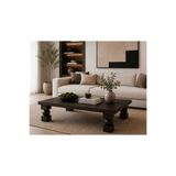 Trihome Doğal Masif Ahşap Orta Sehpa 100x100 cm – Heykelsi Küp Top Ayaklı Modern Salon Sehpası Kare Orta Sehpa