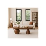 Trihome Gürgen Ağacı Oval Orta Sehpa 120x60 cm – Noce Ceviz Renk, Modern Küre ve Konik Ayak Tasarım