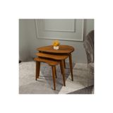 Trihome Modern Masif Huş 3’lü Zigon Sehpa Takımı – Dayanıklı & Şık Tasarım - Minimal Modern Dekor Seti