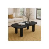 Trihome Modern Tasarımlı Masif Ahşap Orta Sehpa Minimal ve Şık Oval Tasarım Sehpa Doğal Dokulu