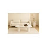 Trihome Oval Ahşap Orta Sehpa – Flüt Ayaklı, Modern Tasarım, Doğal Masif Beyaz Minimalist Ve Modern