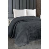 Triko Battaniye Örgü Çift Kişilik 220 x 240 cm Yatak Örtüsü Pike Poly Antrasit