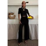 Triko Bluz Pantolon İkili Takım 10084-025 - Siyah / Std