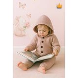 Triko İçi Velsoft Kışlık Kalın Kız Erkek Bebek Tulum Gül Kurusu 2809