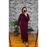 Triko Içlikli Iç Göstermez Elbise - 12R-Bordo - Standart