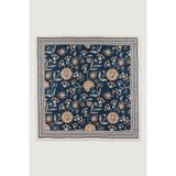 Triko Mısırlı Lacivert Retro Floral Desenli İpek Eşarp