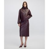 Triko Mix Deri Görünümlü Etek IW6250004073035 - Bordo - 34