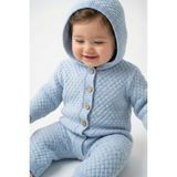 Trikomer Triko Kapuşonlu Petek Desenli Soft Bebek Tulumu - Açık Mavi - 6 - 9 Ay
