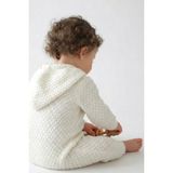 Trikomer Triko Kapuşonlu Petek Desenli Soft Bebek Tulumu - Ekru - 3 - 6 Ay