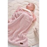 Trikomer Tüm Içi Kalın Wellsoft Döşemeli Kışlık Triko Örgü (Özel Ambalajlı) Bebek Battaniyesi - Pembe - 95 x 100 cm