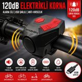 Triline 120 Db Usb Şarjlı Bisiklet Kornası Alarm Zili Anti Hırsızlık Elektrikli Korna Scooter Siyah