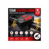 Triline 120 Db Usb Şarjlı Bisiklet Kornası Alarm Zili Anti Hırsızlık Elektrikli Korna Scooter
