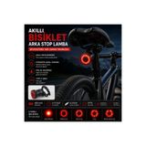 Triline Akıllı Bisiklet Kuyruk Lambası Fren Sensörlü Type-C Şarjlı IPX6 Su Geçirmez LED Arka Stop