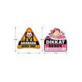 TRİMENT3D 2’li Bebek Araç Sticker Seti – Arabada Bebek Var & Dikkat Bebek Uyuyor – 17x20 cm