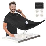 Trimounts Erkekler için Sakal Önlüğü Önlük, Lavabo için Sakal Tüyü Yakalayıcı Yapışmaz Sakal Pelerin, 1 Boyut Herkese Uyar, Baba veya Koca için Bakım Aksesuarı Hediyesi (Siyah)