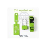 Trink Çanta 3' lü Seyahat Seti ( Valiz Etiketi + Valiz Kilidi + Valiz Kemeri ) YEŞİL