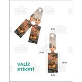 TRİNK ÇANTA Desenli Silikon Valiz ve Bavul Bagaj Isimlikli Etiket * 2 Adet * KIZ KULESİ - Tek Ebat - 3097-Turuncu