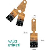 Trink Çanta Desenli Silikon Valiz ve Bavul Bagaj Isimlikli Etiket * 2 Adet * Uçak Dünya - Tek Ebat - 3097-Turuncu/Siyah