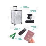 Trink Çanta Şeffaf Valiz Kılıfı 5'li Set (Valiz Kılıfı-Tekerlek Kılıfı-Kemer-Etiket-Pasaportluk)