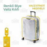 Trink Çanta Şeffaf Valiz Kılıfı Ve Bavul Koruyucu Kılıf Renkli Biye KABİN * SARI * - Açık Sarı - Kabin